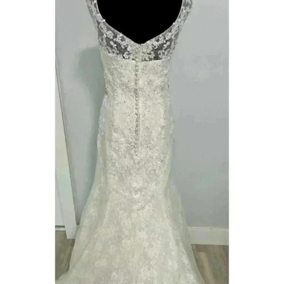 Wedding Dress Womens Size 4-6 Ivory Mermaid Lace Jewelled Clusters Elegant Roman - Picture 9 of 16